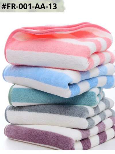 Serviettes de toilette en microfibre polaire corail absorbantes à rayures pour le visage et les cheveux