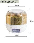 Organisateur de grains Diviseur rotatif Pot scellé Stockage de qualité alimentaire Stockage transparent Seau à riz de cuisine rond