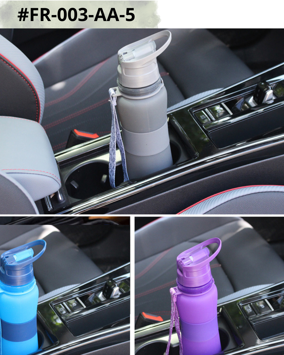 Bouteille d’eau pliante en silicone, bouteilles d’eau pliables en silicone réutilisables et étanches pour le sport, le camping, sans BPA – Image 2